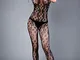 Le Frivole Catsuit Off-Spalla Crotchless con Disegno Floreale, Nero (Black 002), S/L