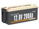 Power Queen Batteria Litio LiFePO4 12V 200Ah 2560Wh a Ciclo Profondo fino a 15000+ Cicli A...
