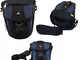 Case4Life Nero / Blu Nylon Fotocamera Reflex Custodia Fondina per Nikon SLR D Series - D31...