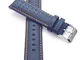 Cinturino per orologio da 20 mm Rallye Racing blu in vera pelle di vitello con cucitura ar...