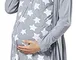 HAPPY MAMA Donna Set Vestaglia e Camicia da Notte prémaman L'Allattamento 1009 (Grigio Mel...