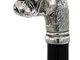 Bastoni da passeggio cane bulldog in peltro e legno elegante colore argento vintage per uo...