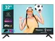 Hisense 32" LED HD Ready 2021 32A4BG, Smart TV VIDAA 4.2, Audio 2.0 12W, Controlli vocali...