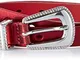 Guess Blenda Leather Belt Cintura, Rosso (Metallic Red MTR), 85 (Taglia produttore:S) Donn...