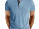 Cooleep T Shirt Uomo Maglietta Tshirt Uomo Manica Corta di Cotone Magliette Blu L