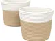 vidaXL Cestini Portaoggetti 2pz Beige e Bianco Ø24x18 cm in Cotone