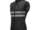 Gilet da Ciclismo da Uomo Senza Maniche Gilet Morbido Traspirante Antivento, Nero,XXL