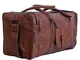 True Grit Leather- Vintage Brown Mens Leather Travel Duffel Overnight Bag Luggage Suitcase...