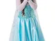 Costume bambina “Regina del Ghiaccio/Principessa delle Nevi” con strascico – Blu – Tg. 140...