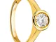 Orovi - Anello solitario da donna, in oro giallo 9 carati, con diamanti da 0,50 ct e Oro g...