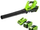 Greenworks 40V Soffiatore a Batteria , Velocità dell'aria 177 km/h, Volume d'aria 11,05 m³...