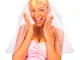 "BRIDAL VEIL WITH PINK DEVIL HORNS" -