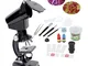 Foxom Microscopio Bambini, 20Pzs 300x - 1200x Microscopio Kit con Luce, Biologico Microsco...