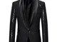 Homebaby Uomo Blazer Classic Brillantini con Paillettes Glitterati Giacca da Abito Elegant...