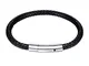 PROSTEEL Bracciale Uomo Intrecciato in Pelle Nera, Chiusura in Acciaio Inossidabile, Pelle...