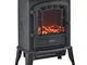 [casa.pro]® Camino Elettrico 39 x 24 x 56,5 cm Fuoco Realistico Termostato Integrato 2 Liv...