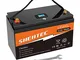 Shentec 12V Litio LiFePO4 100Ah Batteria 1280Wh Ricaricabile Deep Cycle con Oltre 5000 Vol...