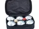 Relaxdays, Argento Set, 6 Bocce Metalliche, Boccino & Misuratore di Distanza, con Custodia...
