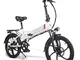 Coolautoparts Bicicletta Elettrica Pieghevole da 20 Pollici 350W Mountain Bike Batteria al...