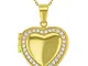 In Season Jewelry - Collana placcata in oro 18 carati con ciondolo a forma di cuore con zi...