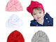 Baby Hat 4 pezzi neonato, 100% cotone morbido, elastico avvolgere la testa avvolgere infan...