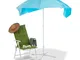 Relaxdays, Blu Tenda-Ombrellone da Spiaggia, 2 in 1 Protezione dal Sole per Vacanze al Mar...