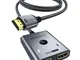 Switch HDMI Sdoppiatore HDMI, WARRKY 4K@60Hz Splitter HDMI 2 in 1 out【Cavo HDMI a Treccia...