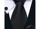Barry.Wang Cravatte Uomo Seta Tinta Unita Fazzoletto e Gemelli per Festa di Matrimonio