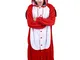 wotogold Pigiama di Drago Rosso Animale Costumi Cosplay per Adulti Unisex with Horn Red