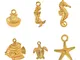 PH PandaHall 120pcs 6 stili pendenti animali dell'oceano tibetano Lega d'oro Cavalluccio m...