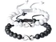 COAI Set Coppia Bracciali Infinity per Lui e per Lei di Ispirazione Shamballa in Onice Opa...