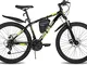 Hiland Mountain Bike 27,5 Pollici Verde Menta con Cambio Shimano 21 Velocità, Borsa da Tel...