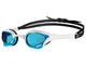 Occhiali da nuoto Arena Cobra Ultra, con lenti blu, montatura bianca/nera