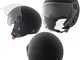 Casco Jet Scooter Moto ECE 22-06 Doppia Visiera Parasole Nero Opaco M