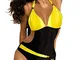 JFAN Costume da Bagno Donna Estivo con Scollo A V Bikini alla Moda di Un Pezzo Blocco di C...