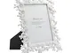 Saidan Cornice portafoto bianca con conchiglie di mare e corallo, regalo per battesimo mat...
