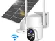 Telecamera Wi-Fi Esterno Senza Fili con Pannello Solare,Videocamera Sorveglianza WiFi Batt...