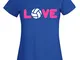 CHEIDEASTORE T-Shirt Love Volley Pallavolo Maglietta Sport Donna (Medium, Blu Royal)