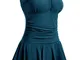 Summer Mae Costume da Bagno Interi Donna Vestito Taglie Forti Gonna Mare con Stampa Verde...