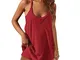 Tuta da donna Senza maniche con tasche Spaghetti Casual Spalline a V Rompers Estivi Abito...