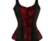 jutrisujo Corsetto Donna Bustino Corsetto Jacquard Cerniera Top Sexy Gotico Elegante Burle...