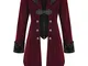 Devil Fashion, cappotto in velluto da uomo, colore rosso, in velluto, stile nobile, gotico...