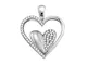 10 kt oro bianco donna rotonda diamante doppio Cradled cuore pendente, 1/5 Cttw