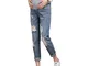 Primavera Autunno Jeans Strappati Donna Pantaloni Premaman Regolabili Denim Blu Gravidanza...