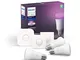 Philips Hue White and Color Ambiance Starter Kit 2 Lampadine Smart, Attacco E27, Luce Bian...