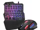 Elikliv RGB One Hand Gaming Keyboard And Backlit Mouse Combo, USB Wired Rainbow Letters Gl...