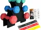 Tackly Set Manubri Palestra in Casa con Elastico Fitness - Kit pesetti in neoprene fitness...