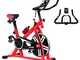 GYMAX Cyclette da Esercizio, Bici Fitness, Portata di 150 kg, Volano 8 KG, Sedile Regolabi...