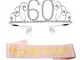 GuKKK Corona per Compleanno 60 Anni, Cristallo Strass Corona Compleanno Tiara con Sash, Co...