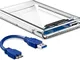 BYCO Box Case Trasparente Tool-Free per SSD Disk Esterno Disco Rigido SATA 2,5” a USB 3.0...